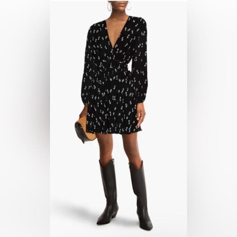 Maje Rionana V-Neck Bow Print Mini Dress size 42 or XL - Picture 5 of 12